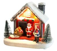 Christmas Resin Luminous House Ornament with Smooth Surface and No Burrs, Classic Xmas Theme Decorative Christmas House for Shop Bar Decoration