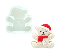 Christmas Resin Molds | Bear Shaped Gingerbread Cookie Mold - Non Stick Silicone Mold for Wax Candles Resin Soap Pastry Cupcake Decoration