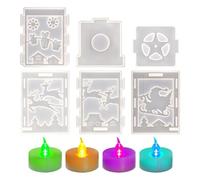 Christmas Resin Moulds - 6-Piece Silicone Lantern Casting Moulds with Patterns - with 4 Tea Lights, Decoration for Indoor and Outdoor Craft Projects for Adults Women Festival Party Christmas