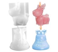 Christmas Resin Moulds, Christmas Silicone Moulds 2Pcs 3D Reindeer ＆ Bell Resin DIY Epoxy Casting Mould for Making Wax Aromatherapy Candle Soap Ornament, Candle