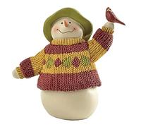 Christmas Resin Snowman Figurine Cute Snowman Statue Wear Knitted Sweater Home Decorative Ornaments Good Wishes Gifts New Year Decoration 4 Inch