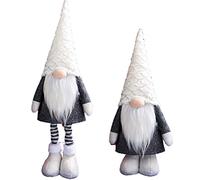 Christmas Retractable Gnome Dolls, Faceless Old Man Plush Figurines, Gandalf Style Gray Dwarf Ornaments for Window Home Xmas Tree Holiday Decorations