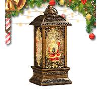 Christmas | Retro Style with Hexagonal Cone, Christmas Snow Globe Lantern with Decorative Glitter for Under the Tree Dining Room Living Room Bedroom Sill