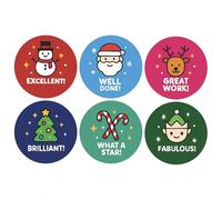 Christmas Reward Stickers - 504 Stickers (21 A5 Sheets, 30mm) | Festive Classroom Stickers for Teachers, Kids & Schools | Xmas-Themed Praise Stickers