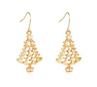 Christmas Rhinestone Dangle Earrings for Women Shiny Christmas Tree Bell Light Bulb Drop Earrings Xmas Ornament Holiday Party Jewelry Gifts, S, Zinc, No Gemstone