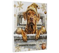 Christmas Rhodesian Ridgebacks Canvas Art Wall Decor for Living Room, 1 Piece Luxury Xmas Truck Bathroom Wall Art, Big Small Dog Decorative Poster Office Bedroom 12 * 16