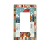 Christmas Rhodesian Ridgebacks Decorative Light Switch Cover Plate 1 Gang Single Rocker, Xmas Patchwork Electrical Faceplate for Kitchen Bathroom, Dog Switchcover Decor