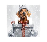 Christmas Rhodesian Ridgebacks Decorative Light Switch Cover Plate 2 Gang Double Toggle, Luxury Xmas Gifts Switchcover Switchplate, Dog Electrical Faceplate for Kitchen Living Room