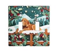 Christmas Rhodesian Ridgebacks Decorative Light Switch Cover Plate 2 Gang Double Toggle, Xmas Novelty Forest Switchcover Switchplate, Dog Electrical Faceplate for Kitchen Living Room