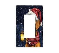 Christmas Rhodesian Ridgebacks Decorative Light Switch Cover Wall Plate 1 Gang Single Rocker, Cute Xmas Stars Electrical Faceplate for Kitchen Bathroom Decor, Dog Electrical Switchplate