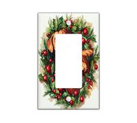 Christmas Rhodesian Ridgebacks Decorative Light Switch Cover Wall Plate 1 Gang Single Rocker, Fun Xmas Hollies Electrical Switchplate, Dog Faceplate for Kitchen Living Room Decor