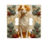 Christmas Rhodesian Ridgebacks Decorative Light Switch Cover Wall Plate 2 Gang Double Toggle, Fun Xmas Luxury Switchcover Switchplate, Dog Electrical Faceplate for Kitchen Living Room