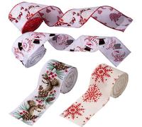 Christmas Ribbon - 2.48 Inches Wide Snowman Patterns Christmas Ribbon, Velvet Neck Gift Roll | for Garland Wreath Staircase Mailbox Swag String Lights Window Door Garden Fence Accessories