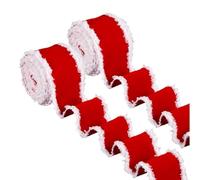 Christmas Ribbon - 2 Rolls Winter Holiday Decoration, Christmas Tree Decor Burlap Ribbon Roll, Elegant Wrapping Accent, Versatile Craft Function, Fabric Accessory for Bouquet, Cake and Wreath