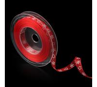 Christmas Ribbon, 22yd x 0.4 Inch Snowflake Ribbon Merry Christmas Satin Ribbon Wired Ribbon for Crafts Making Gift Wrapping Xmas Decor(Red)