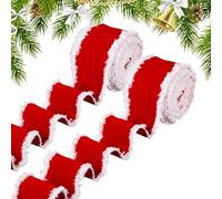 Christmas Ribbon - Decorative Burlap Roll for Holiday Crafts | Rustic Tree Decor and Gift Wrapping Accessory | Winter Decoration for Bouquet, Cake, Wreath, Table, Party, Family Gathering, Wedding