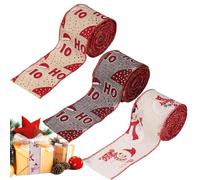 Christmas Ribbon For - 3 Rolls Glitter Dot | Ribbon For Christmas Wreath - For Tree Crafts, Faucet Tasting, Door Decoration, Table Centerpiece, Outdoor Decoration, Party Gift,
