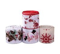 Christmas Ribbon for Crafts - 4 Rolls Snowflake Holiday Decor - Squirrel Pattern Christmas Wired Ribbon - for Enthusiasts Stylists Garland Staircase Mailbox Window Door Fireplace Garden