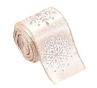 Christmas Ribbon for Crafts - 6.5 Ft Christmas Webbing Strap | Champagne Color Decorative Ribbon - for Holiday Wrap Present Tree Decor Bow Wreath Flower Bouquet