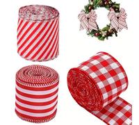 Christmas Ribbon for Crafts - Festive with Width 3.8 cm and Length 5.5 m | 3 Rolls of Festive Decorations | for Decoration Celebration Family Home Party Crafts Traditions