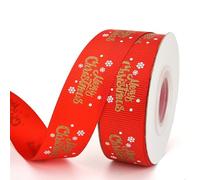 Christmas Ribbon for Gift Wrapping,Red Merry Christmas Ribbons for Crafting,9M Grosgrain Wrapping Satin Ribbon Christma Gifts Wrap Ribbons Roll for Xmas Party Decorations Cake Tree Cards,Snowflakes