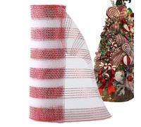 Christmas Ribbon for Tree - Christmas Mesh Glitter Garland Ribbon - Mesh Fabric Art Decoration for Arches, Railings, Christmas Wreaths, Vases, Christmas Trees