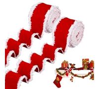Christmas Ribbon for Wrapping - 2 Pieces Winter Crafts | Christmas Tree Decor Burlap Ribbon Roll,for Bouquet Cake Wreath Tree Table Party Family Gathering Wedding