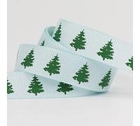 Christmas Ribbon, Grosgrain Polyester 16mm Winter Holiday Ribbon for Gifts Wrapping DIY Craft Sewing Xmas Tree Cake Wreath Bow Making Christmas Party Decoration, 5m (Snowy Winter Ice Blue)