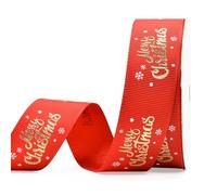 Christmas Ribbon Red Merry Christmas Ribbon for Gift Wrapping,20mm Width Red Grosgrain Wrapping Satin Ribbon Christma Gifts Wrap Ribbons Roll for Crafts,Cake Cards Tree,Wedding,Sewing,DIY