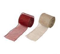 Christmas Ribbon Roll, Red Gold Christmas Tree Woven Ribbon Roll DIY Decoration Ribbon Bow For Festive Holiday Use(Mixed color)