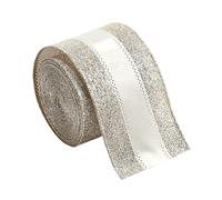 Christmas Ribbon - Webbing Strap | Craft Ribbon, Champagne Christmas Ribbons for Tree Decoration, Garland Flower Bouquet, Silk Satin, Wreath Flower Bouquet D