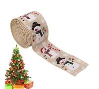 Christmas Ribbon Wired - Snowman Christmas Fabric Ribbon | 5.46 Yard Burlap Garland Decorative String for Homecoming Hair Tree Balloon Party Flower