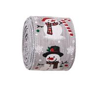 Christmas Ribbon Wired, Snowman Ribbon for Bows, 5.46 Yard Burlap Garland Decorative String for Homecoming Hair Tree Balloon Party Flower