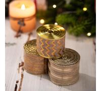 Christmas ribbon with flexible wire for wreath and tree decoration, for creating bows and enhancing holiday floral garlands (B)