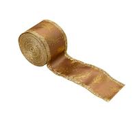 Christmas Ribbon with Gold Leaves for Indoors Outdoor Festival Shimmering Gold Leaf Ribbon for Festival Crafting Tree Ornament Ribbons