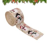 Christmas Ribbon with String - Snowman Pattern | 15.4ft Long Jute Sash for Christmas Tree Decorations, Birthday Decorations, Hair Making, Floral Arrangements, Dec