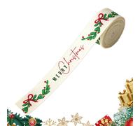 Christmas Ribbon with Thread - 2 Metres Festive Reusable Printed Ribbon Merry Christmas Tree Decorations for Garland Decoration Entrance Door Wall Party Indoor Living Room Garden