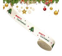 Christmas Ribbon with Thread | 2 Metres Festive Reusable Printed | Thin Christmas Ribbon Decoration | For Making Bows Cards Garland Decoration Indoor Outdoor Party Decoration