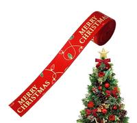 Christmas Ribbon with Thread, 2 Metres Reusable Printed Festive, Merry Christmas Ribbon Christmas Tree Decorations | For Making Bows Cards Garland Decoration Indoor Outdoor Party Decoration