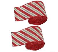 Christmas Ribbons, 2Pcs Christmas Ribbon Webbing Party Ribbons For Holiday Crafting Wrapping Tree Decoration Party For Creating Festive(red green white)