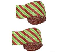 Christmas Ribbons, 2Pcs Christmas Ribbon Webbing Party Ribbons For Holiday Crafting Wrapping Tree Decoration Party For Creating Festive(Red and green)