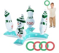 Christmas Ring Toss Game 5Pcs Inflatable Nutcracker Rings Toss Toys with 4 Rings for Kids,Adults,Xmas Party Toss Games Target Toy Christmas Stocking Filler Games for Family Xmas Gifts Party Favors Fun