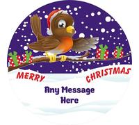 Christmas Robin design Personalised label for Heroes Chocolate Tub chocolates gift idea
