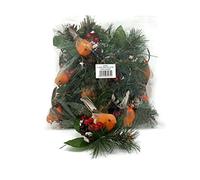 Christmas Robin Glitter Pick with Snowy Pine Cones & Berries x 18cm - 1 Single or Pack of 12 (12)