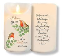 Christmas Robin Prayer Candle Vanilla Scented in Loving Memory Grave LED Candle Timer