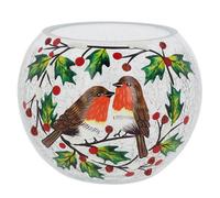 Christmas Robins Led Tea Light Crackle Ball - Small