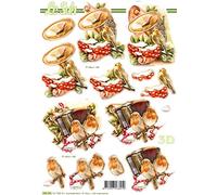 Christmas Robins & Musical Instruments Die Cut 3D Decoupage Sheet from Le Suh - NO Cutting