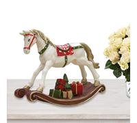 Christmas Rocking Horse Ornament - 5.5x3.93in Hand-Painted Resin Decoration, Festive Table and Tree Figurine | Elegant Holiday Home Accent for Living Room, or Office Creating Cheerful Seasona