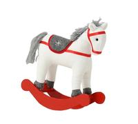 AWHAO Christmas Rocking Horse Toy, Wooden Base, 23 X 8 X 26 Cm, Desktop Decoration, Red White