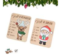 Christmas Roll-a-Reindeer Puzzle Game, Rolls The Dice, Place The Reindeer Pieces According To The Number You Roll - Xmas Wood Puzzle Board Game - Interactive Xmas Puzzles Gift Idea (A+B)